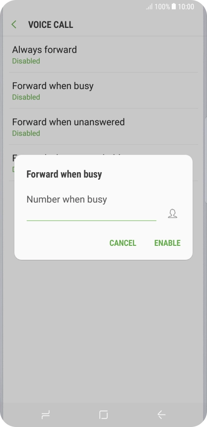 Key in +61414121121 and press ENABLE.