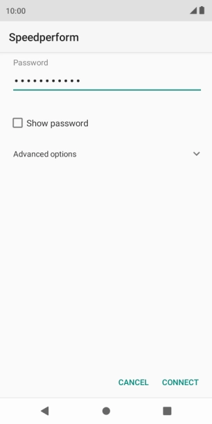 Key in the password for the Wi-Fi network and press CONNECT.