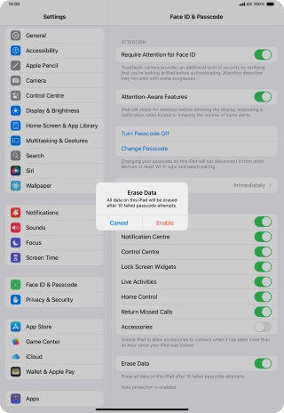 If you turn on the function, press Enable.