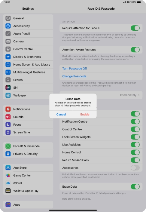 If you turn on the function, press Enable.