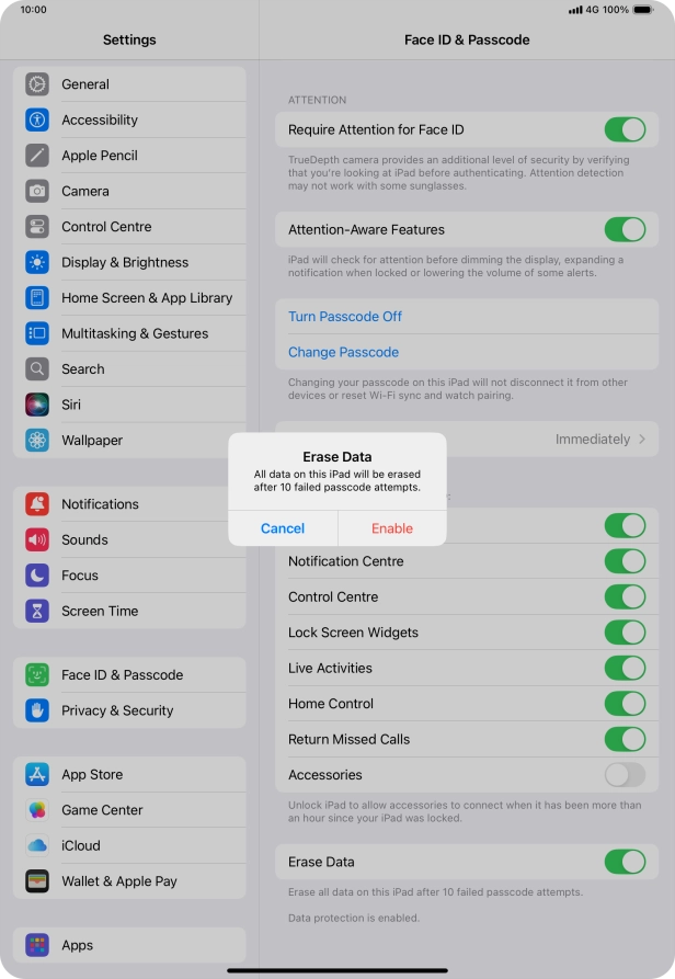 If you turn on the function, press Enable.