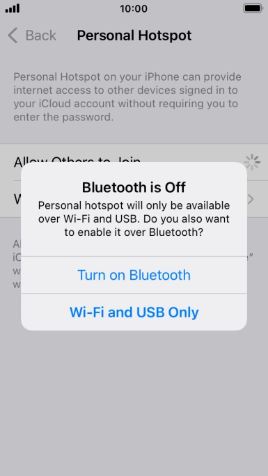 If Wi-Fi is turned on, press Wi-Fi and USB Only.