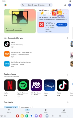 Press the search field.