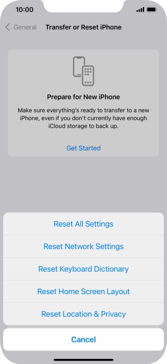 Press Reset All Settings.