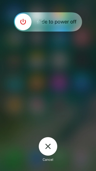 Press and drag the power off icon right.