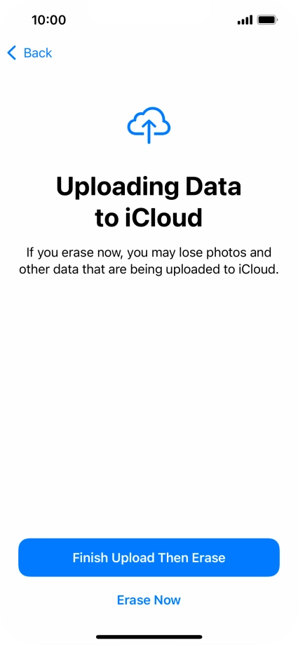 Press the required setting.