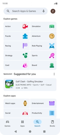 Press the search field.