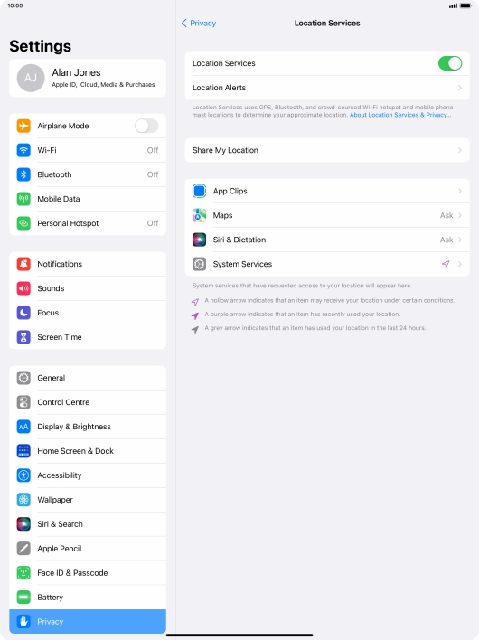 Press the required application. Press the required application.