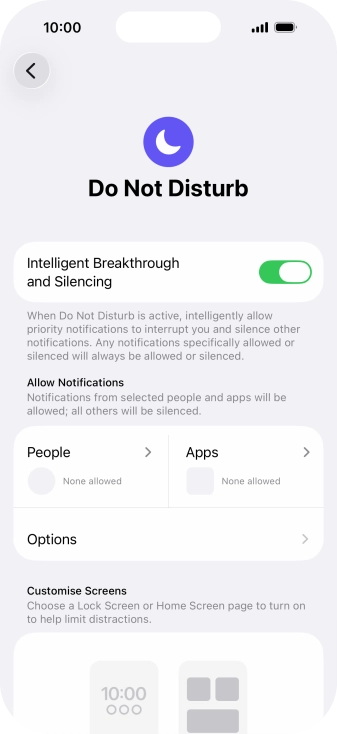 Press People and follow the instructions on the screen to select which contacts you would like to receive calls and notifications from when Do Not Disturb is turned on.