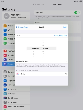 Press Customise Days.