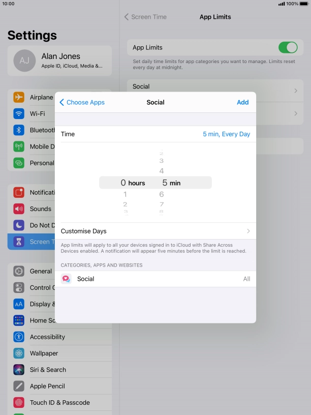 Press Customise Days.