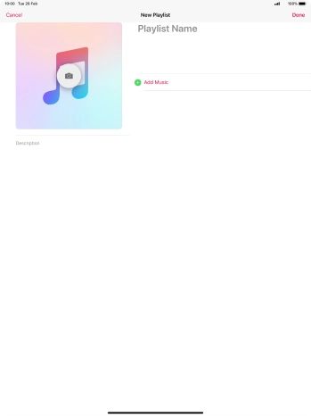 Press the text input field and key in a name for the playlist.