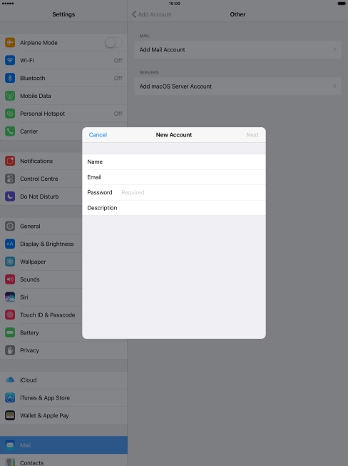 Press Password and key in the required sender name.