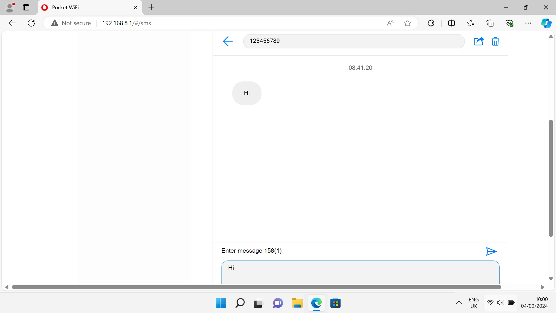 Click the send icon when you've finished your text message.