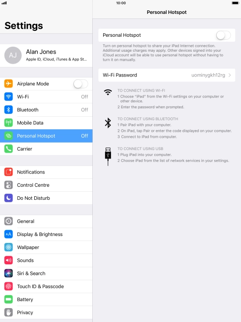Press the indicator next to 