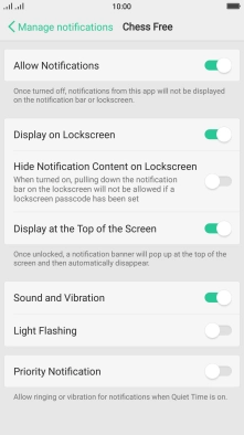 Press the indicator next to 