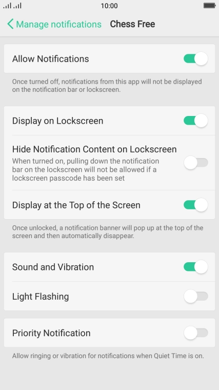 Press the indicator next to 