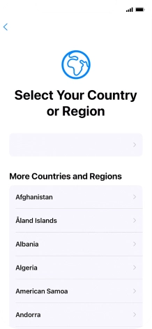 Press the required country or area.