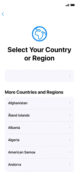 Press the required country or area.