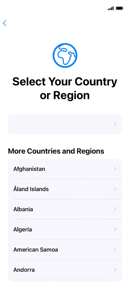 Press the required country or area.