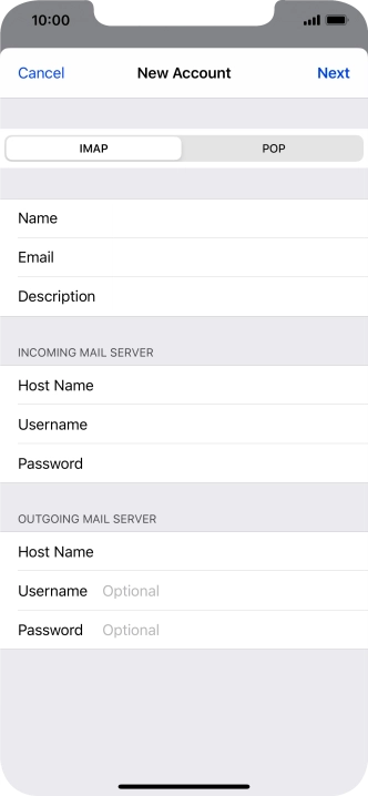 Press Username and key in the username for your email account. Please note that if you're using Vodafone's outgoing server, leave the username field empty.