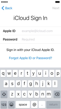 Press example@icloud.com and key in the username for your Apple ID.
