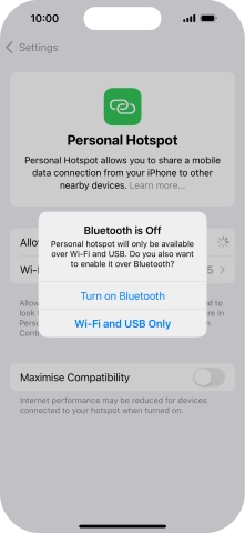 If Wi-Fi is turned on, press Wi-Fi and USB Only.