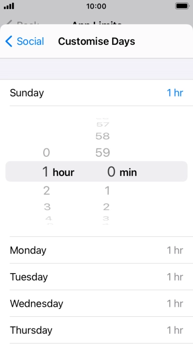 Select the required time limit.