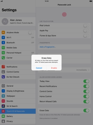 If you turn on the function, press Enable.