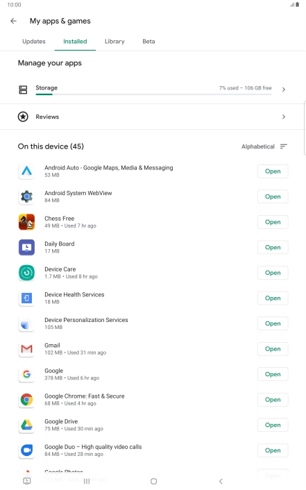 Press the required app.