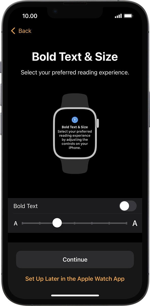On your phone: Follow the instructions on the screen to select the required settings and press Continue.