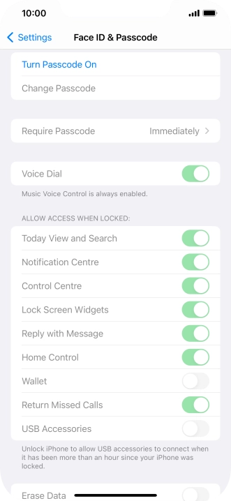 Press Turn Passcode On and key in a phone lock code of your own choice twice.