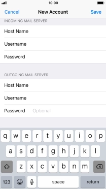 Press Password and key in the password for your email account. Please note that if you're using Vodafone's outgoing server, leave the password field empty.