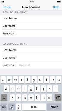 Press Password and key in the password for your email account. Please note that if you're using Vodafone's outgoing server, leave the password field empty.