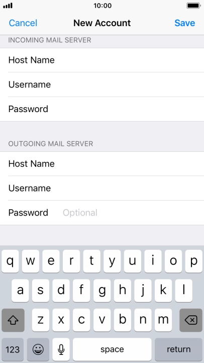 Press Password and key in the password for your email account. Please note that if you're using Vodafone's outgoing server, leave the password field empty.