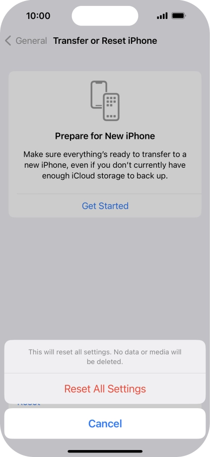 Press Reset All Settings.