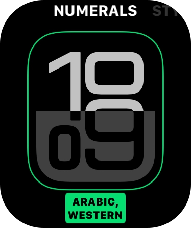 Turn the Digital Crown to change between the different designs. Turn the Digital Crown to change between the different designs.