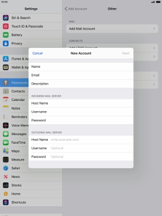 Press Host Name and key in the name of your email provider's outgoing server. Please note that if you can't send email messages when using your email provider's outgoing server, key in smtp.vodafone.net.au (Vodafone's outgoing server).