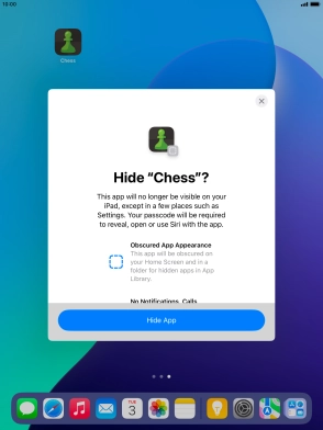 Press Hide App. Press Hide App.