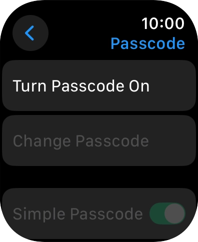 Press Turn Passcode On and key in a lock code of your own choice twice.