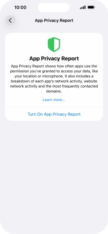 Press Turn On App Privacy Report to turn on the function.