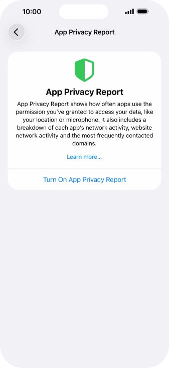 Press Turn On App Privacy Report to turn on the function.