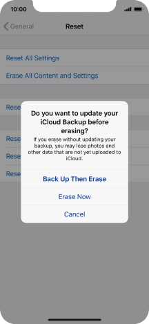 Press the required setting.