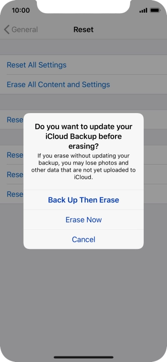 Press the required setting.