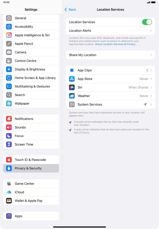 Press the required app.