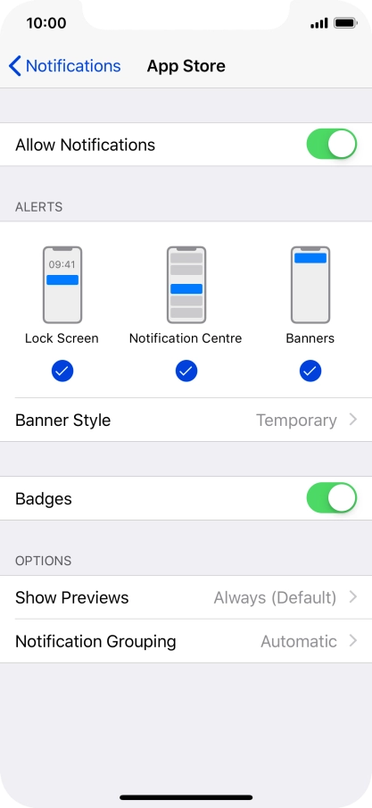 Press the indicator next to 