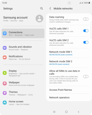 Press Network mode ‹SIM›.