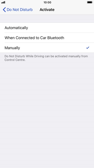 Press the required setting.