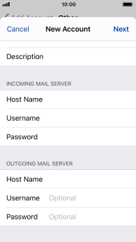 Press Username and key in the username for your email account. Please note that if you're using Vodafone's outgoing server, leave the username field empty.