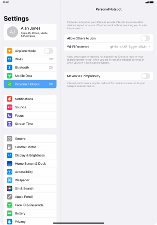 Press Wi-Fi Password and key in the required password. Press Wi-Fi Password and key in the required password.